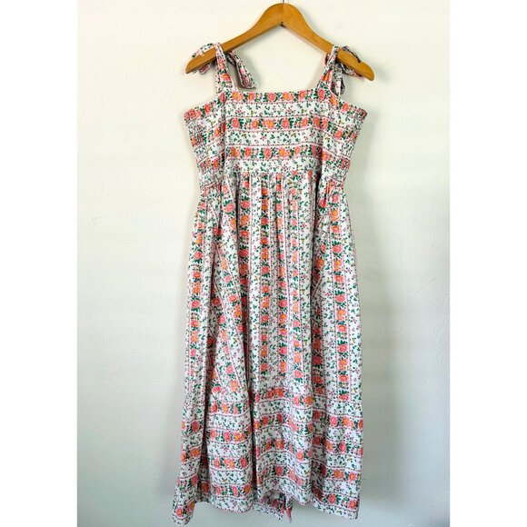 Tuckernuck by Hyacinth House Sz L Floral Lupine Bow Square Neck Midi Dress - Picture 7 of 16